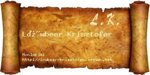 Löwbeer Krisztofer névjegykártya